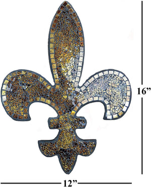 , Fleur De Lis Wall Decor, Mosaic Decorative Plaque, Perfect for Housewarming Gift (Amber Mosaic S16)