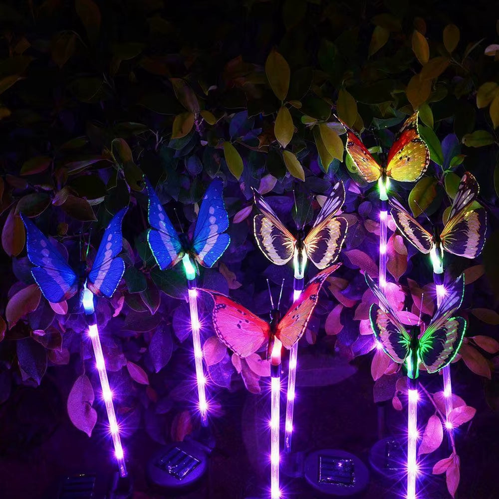 3 Pack Butterfly Solar Garden Light Outdoor Solar Stake Light Multi-Color Changing LED Garden Light for Patio Backyard Lawn Path