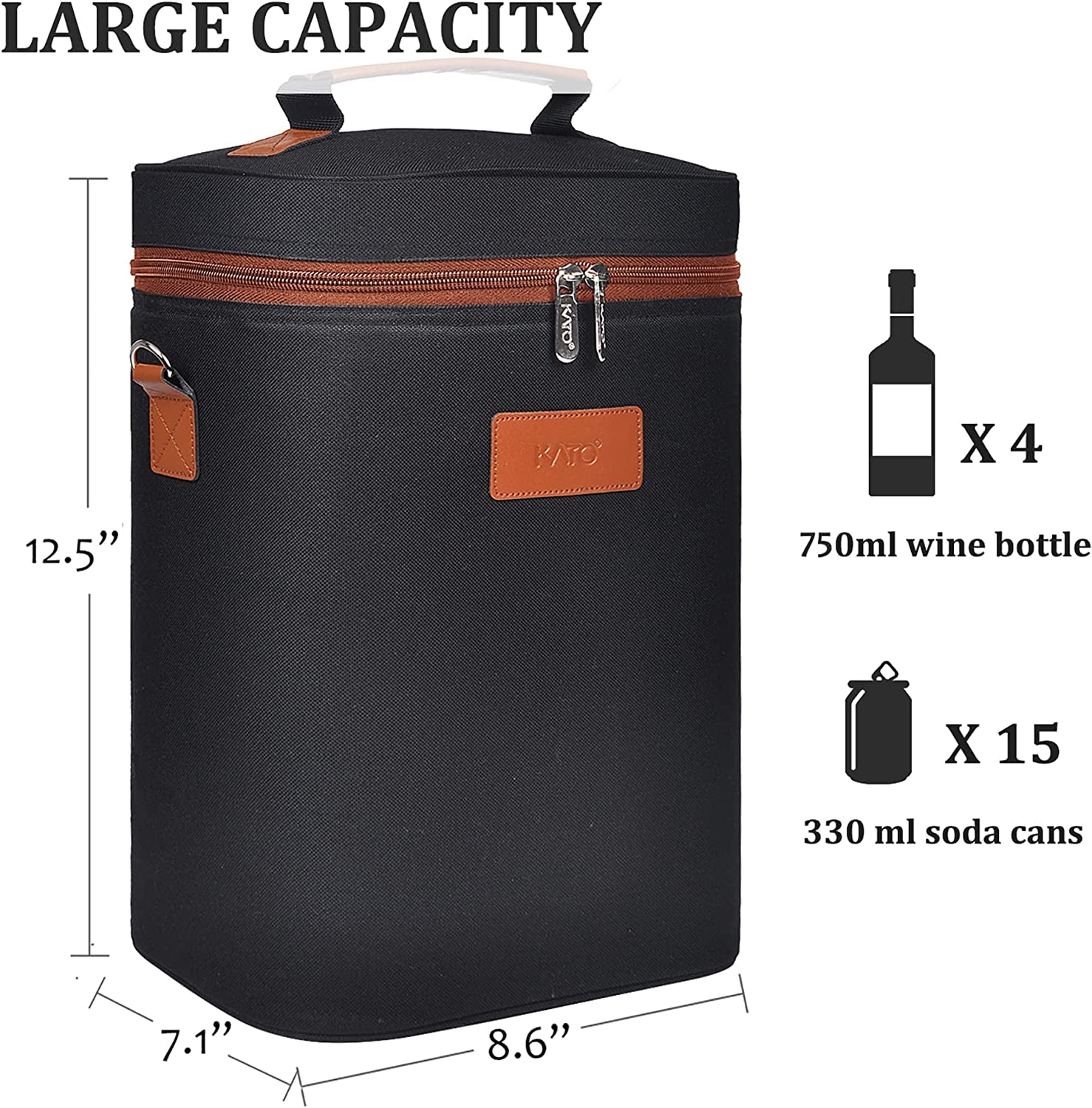 4 Bottle Wine Gift Tote Carrier - Leakproof & Insulated Padded Versatile Wine Cooler Bag for Travel, BYOB Restaurant, Wine Tasting, Party, Dinner,Gift for Wine Lovers, Black