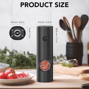 Electric Salt and Pepper Grinder with Adjustable Coarseness Refillable Mill Battery Powered Kitchen Automatic Gadget