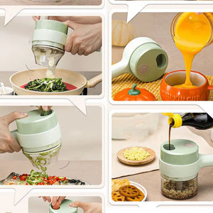 4 in 1 Handheld Electric Vegetable Cutter Wireless Chop Garlic Mash Minced Slice Onion Cutting Multifunctional Cooking Gadget
