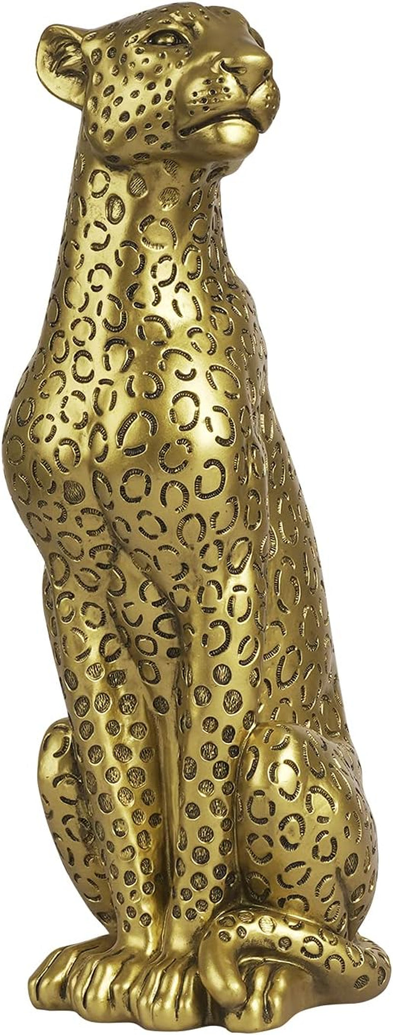 Modern Polyresin 11" H Gold Cheetah Figurine Sitting Home Decor Realistic Antique Classical Leopard Resin Animal Ornament Statues Living Room Decor Ornament Figures