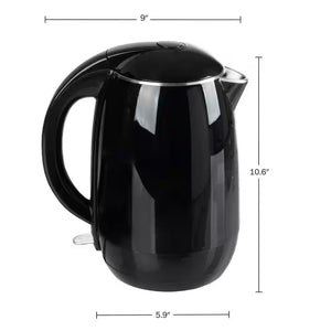 7-Cup Stainless-Steel Interior Electric Kettle Auto-Off Rapid Boil, Black