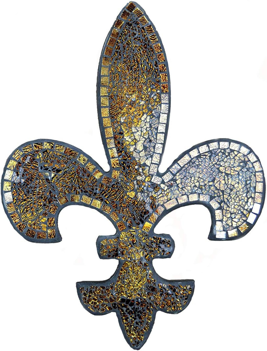 , Fleur De Lis Wall Decor, Mosaic Decorative Plaque, Perfect for Housewarming Gift (Amber Mosaic S16)