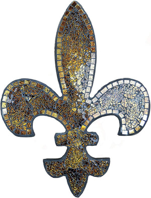 , Fleur De Lis Wall Decor, Mosaic Decorative Plaque, Perfect for Housewarming Gift (Amber Mosaic S16)