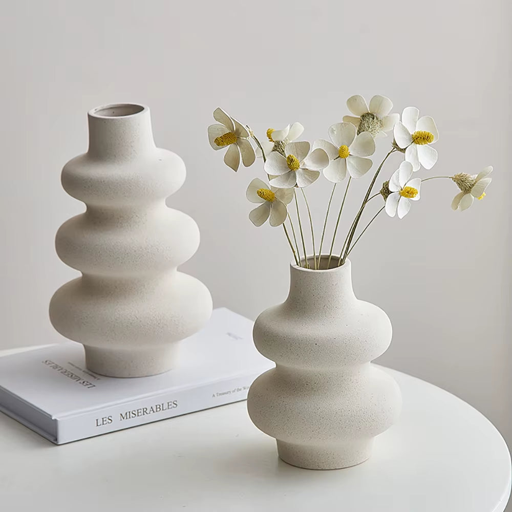 Nordic Style Ceramic Vase Decoration White Vase Modern Home Decoration Flower Pot Vase Decoration Home Living Room Decoration