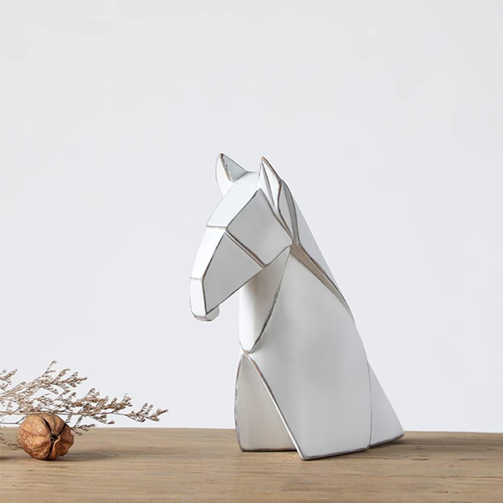 Decorative Horse Statue for Bookshelves or Home Decor, Small, White