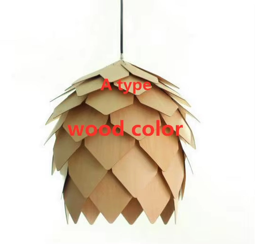 Retro Nordic Pinecone Led Pendant Lamps Modern Wooden Modern DIY IQ Elements Puzzle Bedroom Art Wood Lamparas Light Fixtures