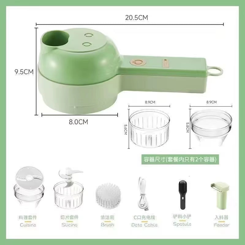 4 in 1 Handheld Electric Vegetable Cutter Wireless Chop Garlic Mash Minced Slice Onion Cutting Multifunctional Cooking Gadget