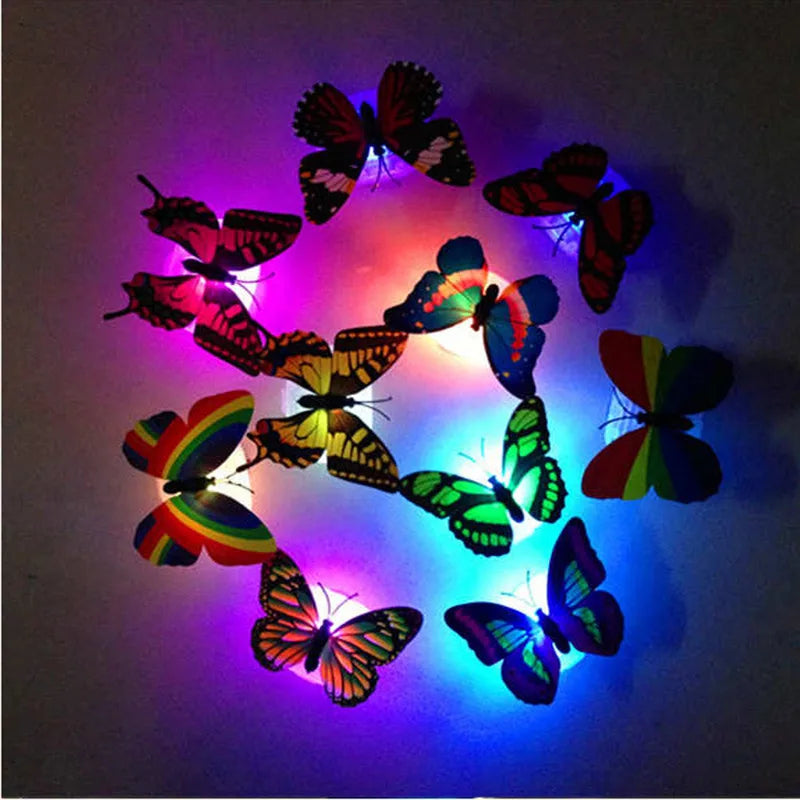 Wall Sticker Wall Decor Colorful Changing Butterfly LED Night Light Lamp Home Room Party Desk Decorations Home Decor Light#Y5