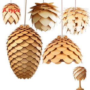 Retro Nordic Pinecone Led Pendant Lamps Modern Wooden Modern DIY IQ Elements Puzzle Bedroom Art Wood Lamparas Light Fixtures