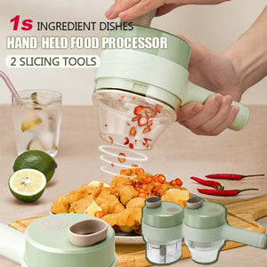 4 in 1 Handheld Electric Vegetable Cutter Wireless Chop Garlic Mash Minced Slice Onion Cutting Multifunctional Cooking Gadget