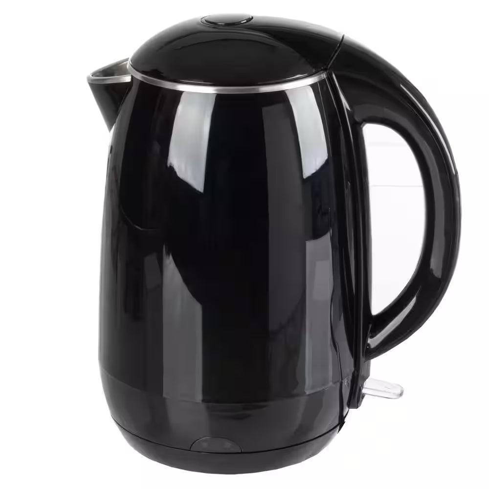 7-Cup Stainless-Steel Interior Electric Kettle Auto-Off Rapid Boil, Black