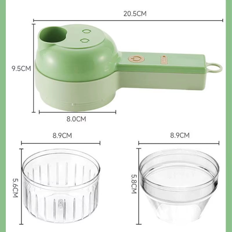 4 in 1 Handheld Electric Vegetable Cutter Wireless Chop Garlic Mash Minced Slice Onion Cutting Multifunctional Cooking Gadget