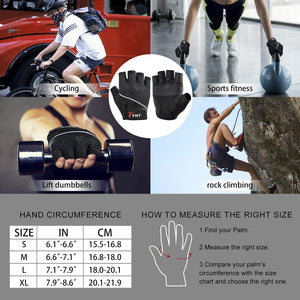 Workout Gloves Mens Gym Weight Lifting Half Fingerless Gloves Full Palm for Womens Exercise Training Bodybuilding Gloves Fitness Hanging Pull Ups Bicycle Sports Biking Glove (Black, Small)