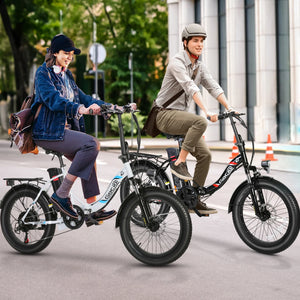 500W Electric Bike, 20" * 3.0" Fat Tire Electric Bicycle, City Cruiser Ebike with 48V 10.4Ah Removable Battery UL 2849, Max 19.8Mph Electric Folding Bike for Adults Shimano 7 Speed Black