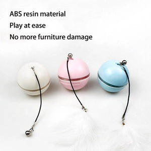 Pet Automatic Ball of Yarn Cat Toy Smart Interactive Cat Toys Colorful LED Self Rotating Ball with Bell and Feather USB Rechargeable Cat Ball Toy Cat Dog Toys Pet Toy