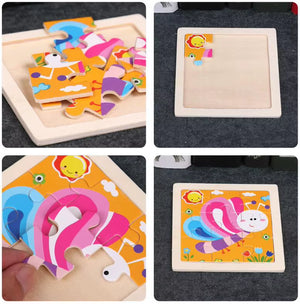 4Pcs/Lot 3D Wooden Jigsaw Puzzles for Children Kids Toys Cartoon Animal/Traffic Puzzles Baby Educational Puzles Wholesale GYH