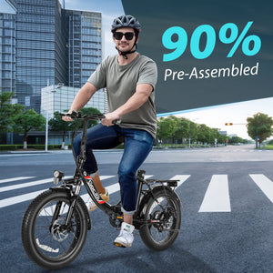 500W Electric Bike, 20" * 3.0" Fat Tire Electric Bicycle, City Cruiser Ebike with 48V 10.4Ah Removable Battery UL 2849, Max 19.8Mph Electric Folding Bike for Adults Shimano 7 Speed Black