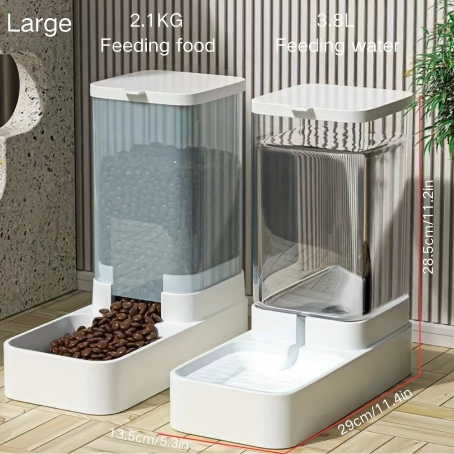 Automatic Pet Feeder & Water Dispenser Set - Gravity-Fed, Durable Plastic for Dogs & Cats