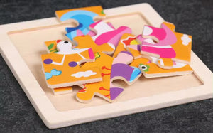 4Pcs/Lot 3D Wooden Jigsaw Puzzles for Children Kids Toys Cartoon Animal/Traffic Puzzles Baby Educational Puzles Wholesale GYH