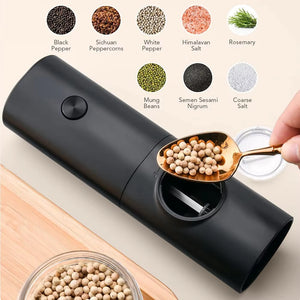 Electric Salt and Pepper Grinder with Adjustable Coarseness Refillable Mill Battery Powered Kitchen Automatic Gadget