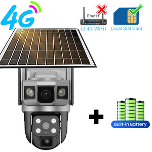 12MP 4G CCTV Solar Camera Outdoor Surveillance Security Camera External 6K Wifi IP Security Camara Vigilancia Outdoor for Home