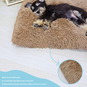 Dog Bed Pet Mat Pet Bed Washable Plush Pet Crate Bed for Dog Anti-Slip Pet Mat Bed for Cat Fluffy Comfy Pet Sleeping Mat