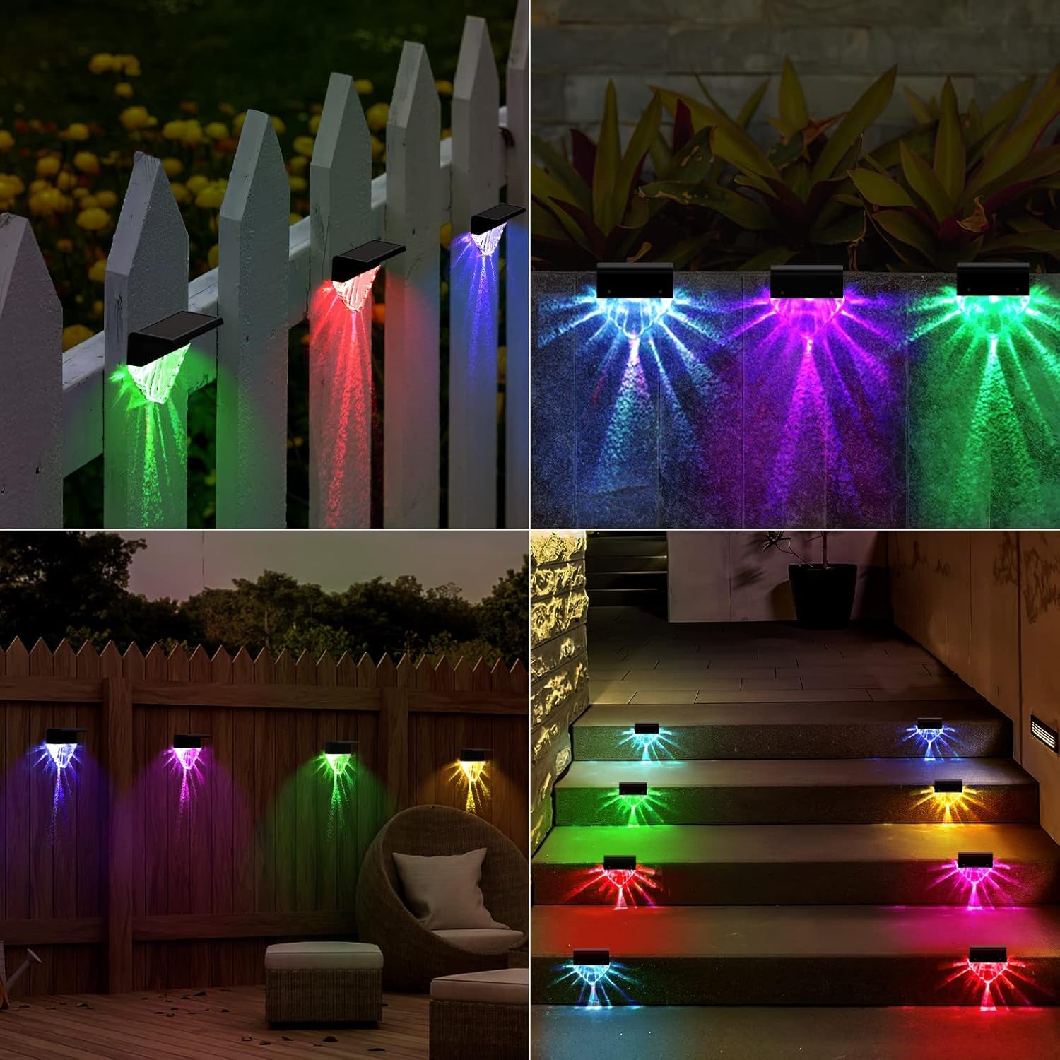 Solar Deck Lights, 10PCS Outdoor Lighting Patio Decor outside Step Lights for Backyard, Stairs, Yard, Garden Pathway, Step and Fences, 10 Lumens, Warm White/Rgb Lighting…