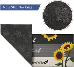 Sunflower Kitchen Rugs - Kitchen Mat Set of 2, Sunflower Decor Sunflower Rugs for Kitchen, Farmhouse Kitchen Rugs, Country Sunflower Kitchen Decor Accessories Things - Sunflower Rugs and Mats