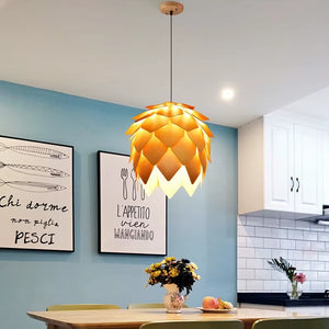 Retro Nordic Pinecone Led Pendant Lamps Modern Wooden Modern DIY IQ Elements Puzzle Bedroom Art Wood Lamparas Light Fixtures