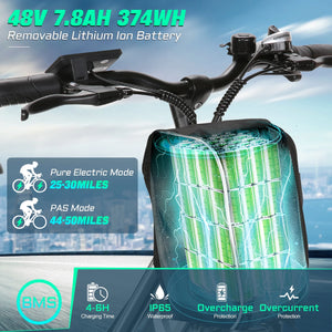 500W 26" Electric Bike 48V Electric Bicycle for Adults, 19.8Mph Cruiser Ebike, Electric Commuter Bike with Carrier Rack, Low Step Frame Shimano 7 Speed for Men Women Senior UL 2849