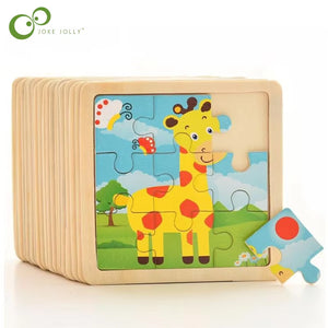 4Pcs/Lot 3D Wooden Jigsaw Puzzles for Children Kids Toys Cartoon Animal/Traffic Puzzles Baby Educational Puzles Wholesale GYH