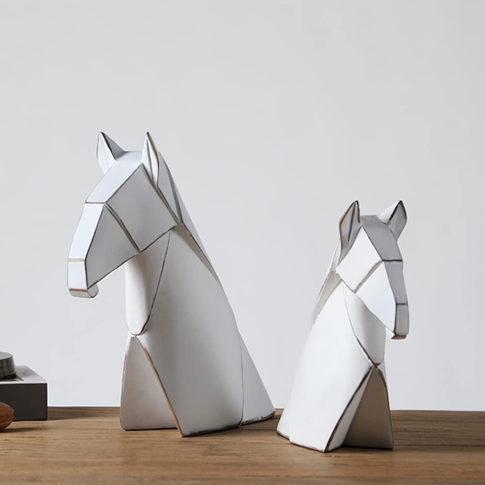 Decorative Horse Statue for Bookshelves or Home Decor, Small, White