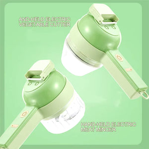 4 in 1 Handheld Electric Vegetable Cutter Wireless Chop Garlic Mash Minced Slice Onion Cutting Multifunctional Cooking Gadget
