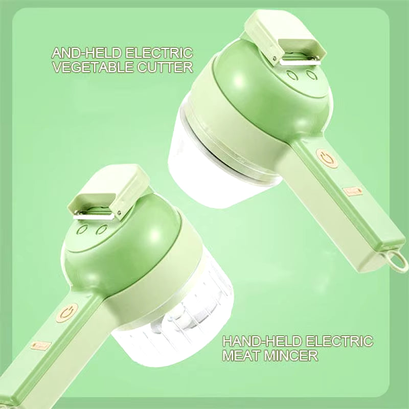 4 in 1 Handheld Electric Vegetable Cutter Wireless Chop Garlic Mash Minced Slice Onion Cutting Multifunctional Cooking Gadget