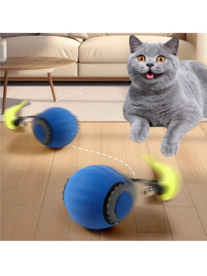 Cat Interactive Ball Toys Automatic Rolling Ball Faux Tail Rechargeable Smart Pet Electric Toy Dog Cat Training Imitate Mouse