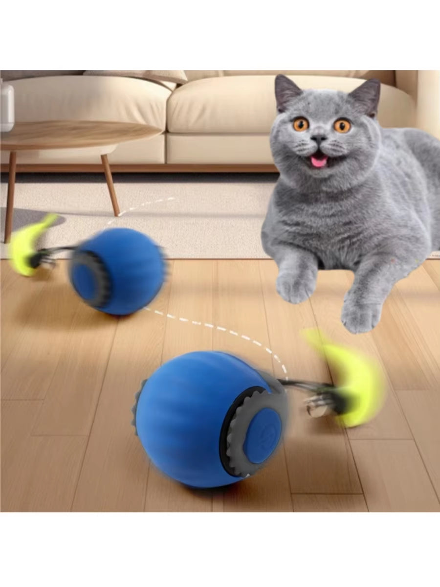 Cat Interactive Ball Toys Automatic Rolling Ball Faux Tail Rechargeable Smart Pet Electric Toy Dog Cat Training Imitate Mouse